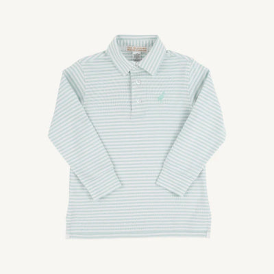 Prim & Proper Polo Old Greenwich Green Stripe