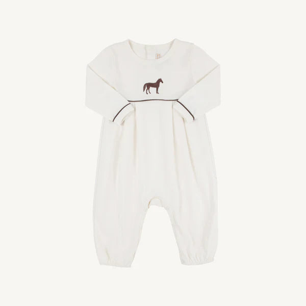 LS Bradford Romper Palmetto Pearl & Gray Bay Brown with Horse