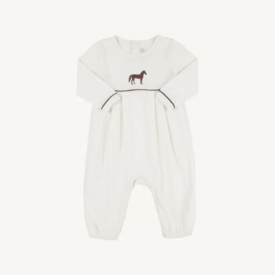 LS Bradford Romper Palmetto Pearl & Gray Bay Brown with Horse