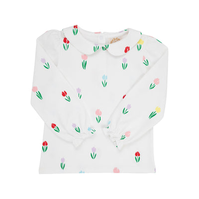 Girls Maude's Peter Pan Collar LS Shirt Travilah Tulip