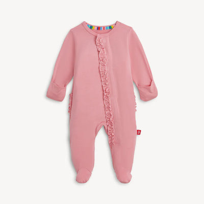 Tickled Pink Modal Magnetic Footie with Ruffles