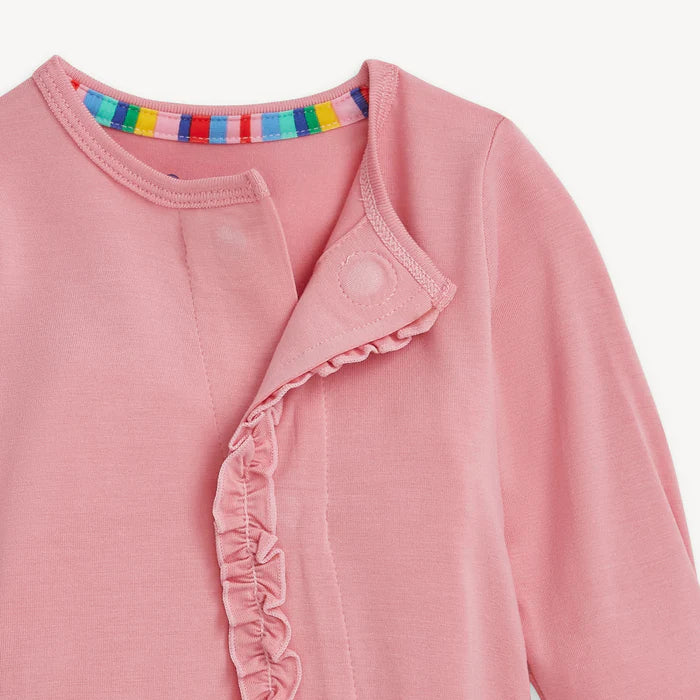 Tickled Pink Modal Magnetic Footie with Ruffles