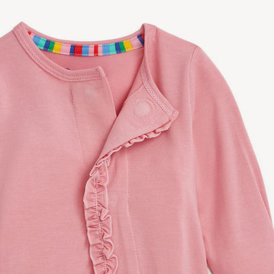 Tickled Pink Modal Magnetic Footie with Ruffles