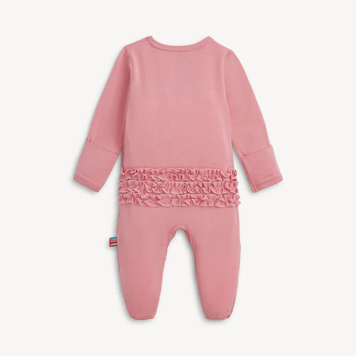 Tickled Pink Modal Magnetic Footie with Ruffles