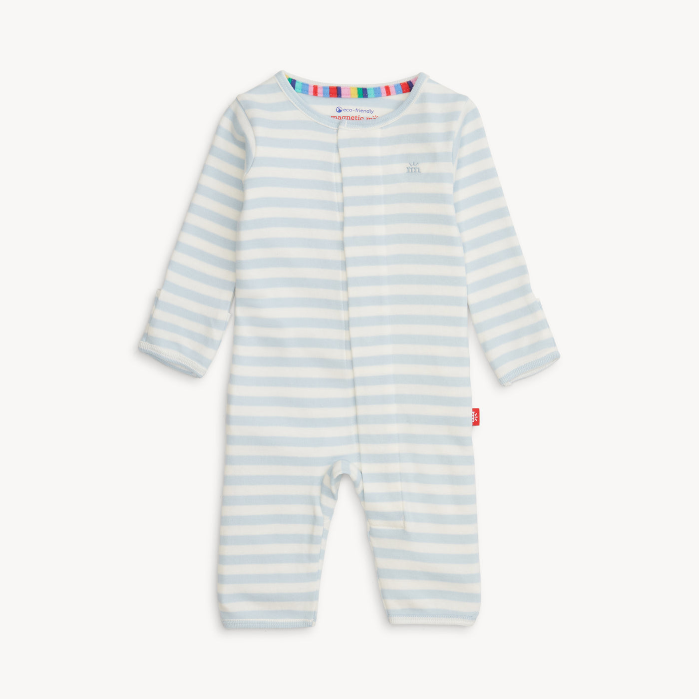 Blue Stripe Organic Cotton Magnetic Coveral