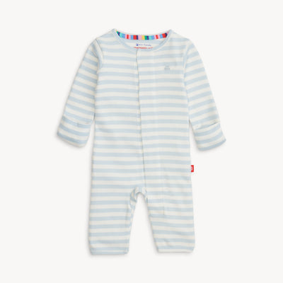 Blue Stripe Organic Cotton Magnetic Coveral