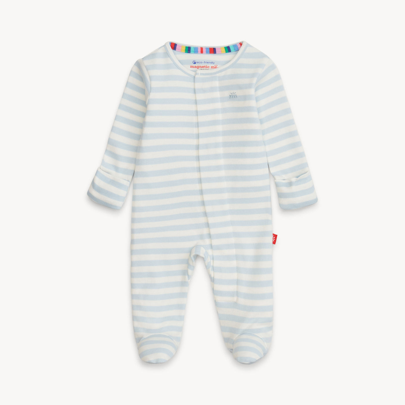 Blue Stripe Organic Cotton Magnetic Footie
