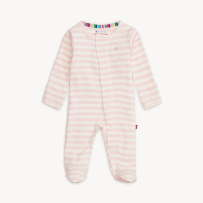 Pink Stripe Organic Cotton Magnetic Footie