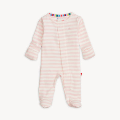 Pink Stripe Organic Cotton Magnetic Footie