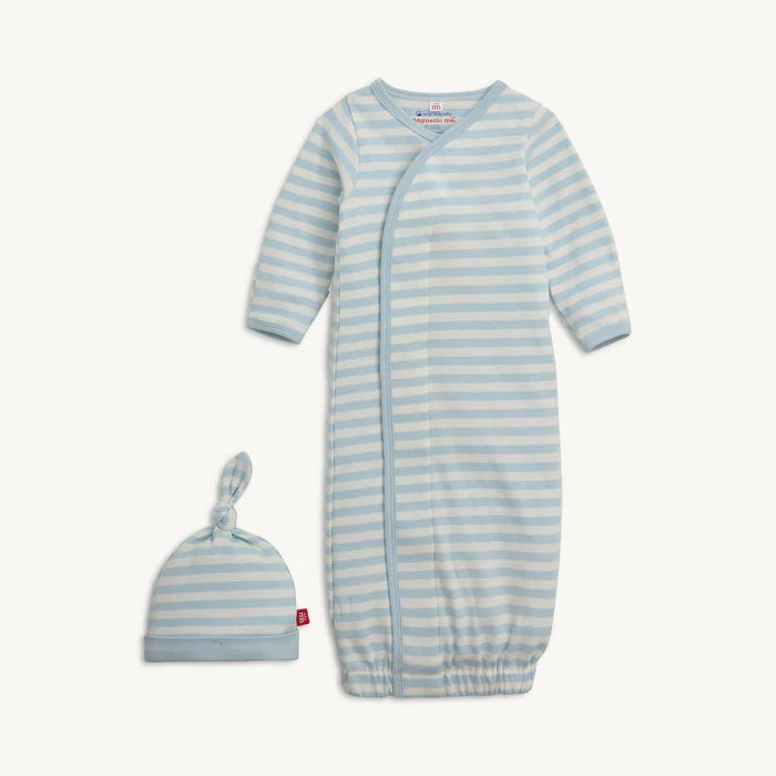 Blue Stripe Magnetic Gown & Hat Set