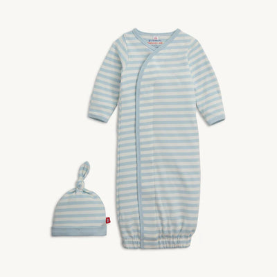 Blue Stripe Magnetic Gown & Hat Set