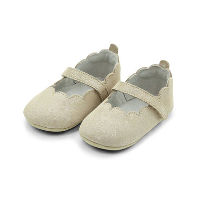 Mimi Girls Scalloped Mary Jane Crib Shoe Champagne
