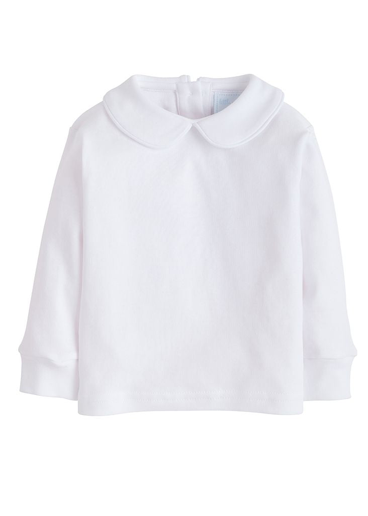 Boys Peter Pan with Piping White LS Shirt