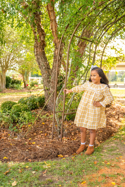 Hunter Mustard & Blue Plaid Dress