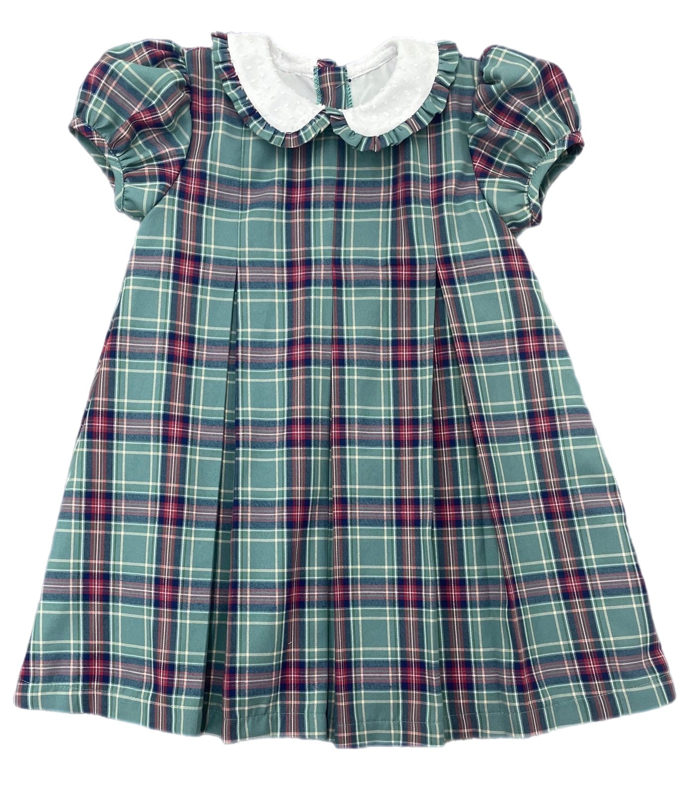 Paige Pleat Dress Green Christmas Plaid