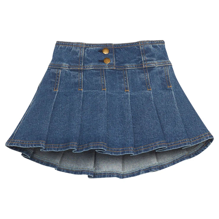 Pleated Mini Skirt Denim