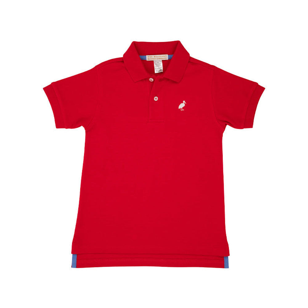 Prim and Proper Polo SS Pima Richmond Red with WAW Stork