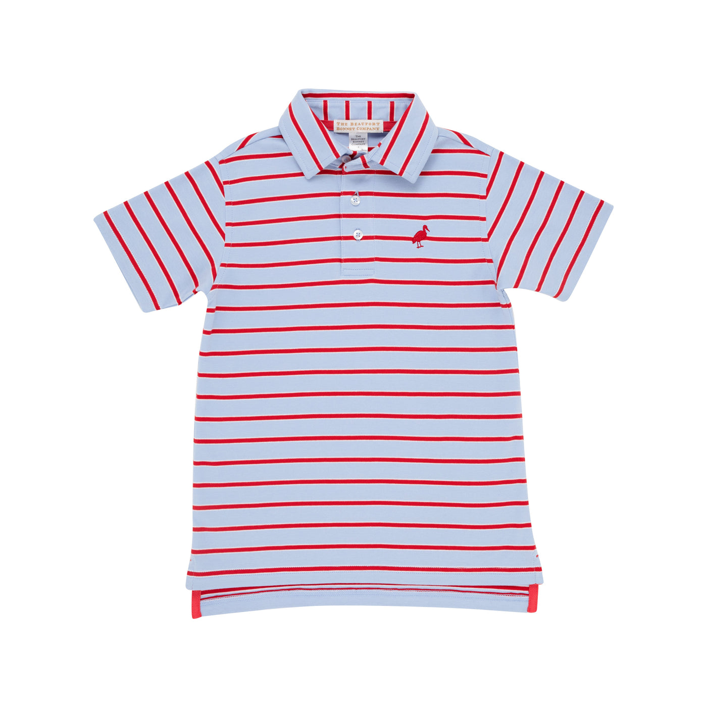 Prim and Proper Polo Broward Blue Stripe Rich Red