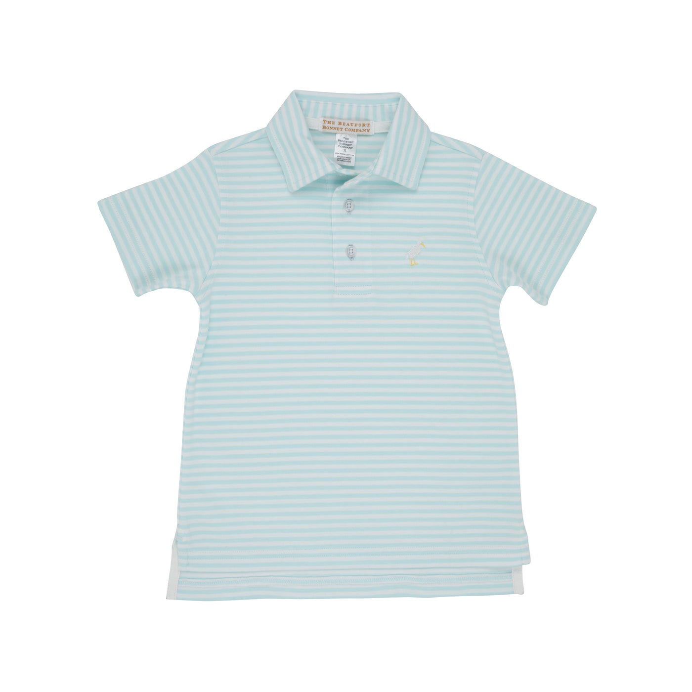 Prim and Proper Polo Sea Island Seafoam Multi Stork SS Stripe