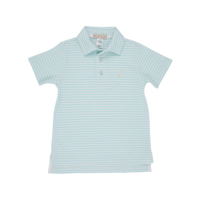 Prim and Proper Polo Sea Island Seafoam Multi Stork SS Stripe