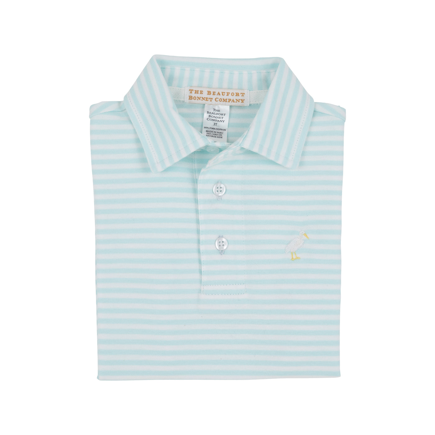 Prim and Proper Polo Sea Island Seafoam Multi Stork SS Stripe