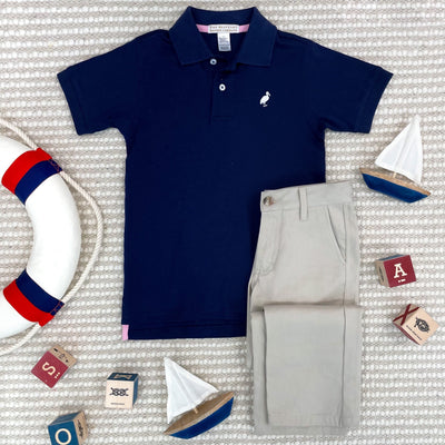 Prim and Proper Polo SS Nantucket Navy WAW