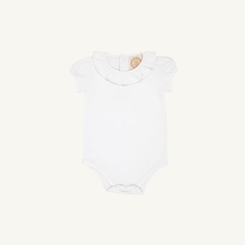 Ramona Ruffle Collar Shirt & Onesie SS Worth Avenue White