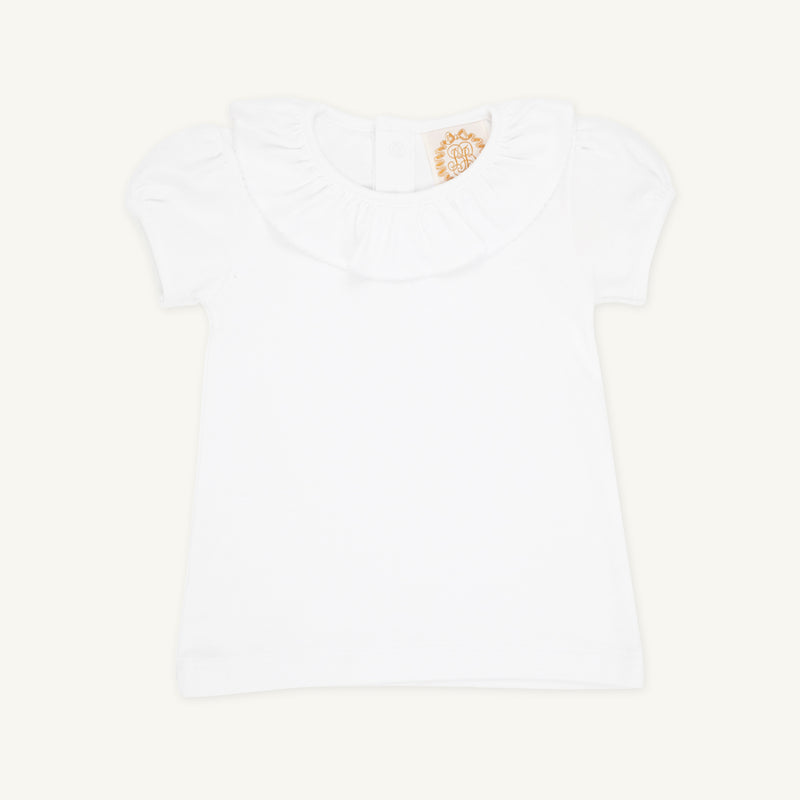Ramona Ruffle Collar Shirt & Onesie SS Worth Avenue White