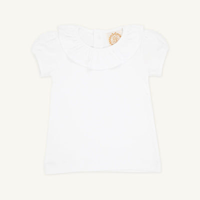 Ramona Ruffle Collar Shirt & Onesie SS Worth Avenue White