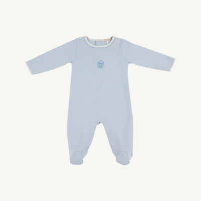 Rock Me Romper Buckhead Blue with Palmetto Pearl & Pumpkin Embroidery