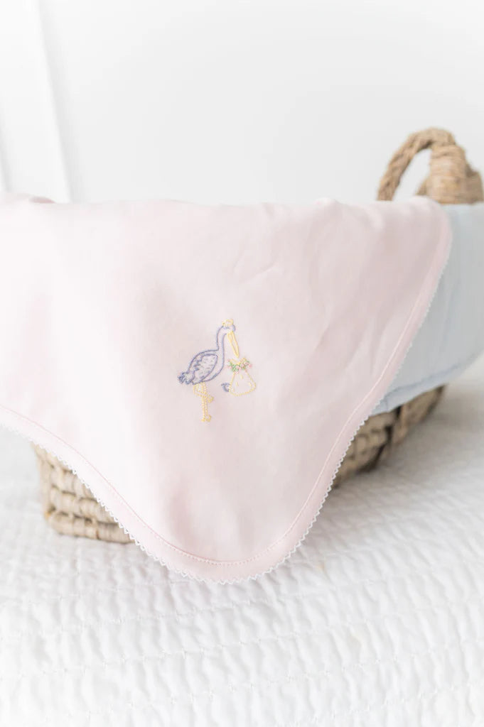 Pink Stork Receiving Blanket