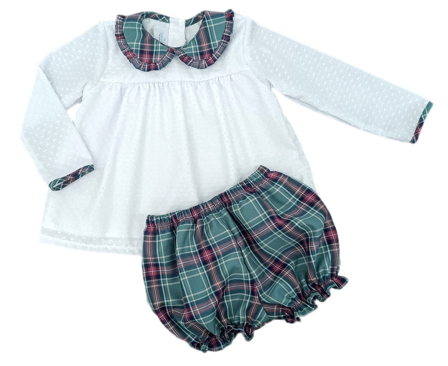 Sally Bloomer Set Green Christmas Plaid