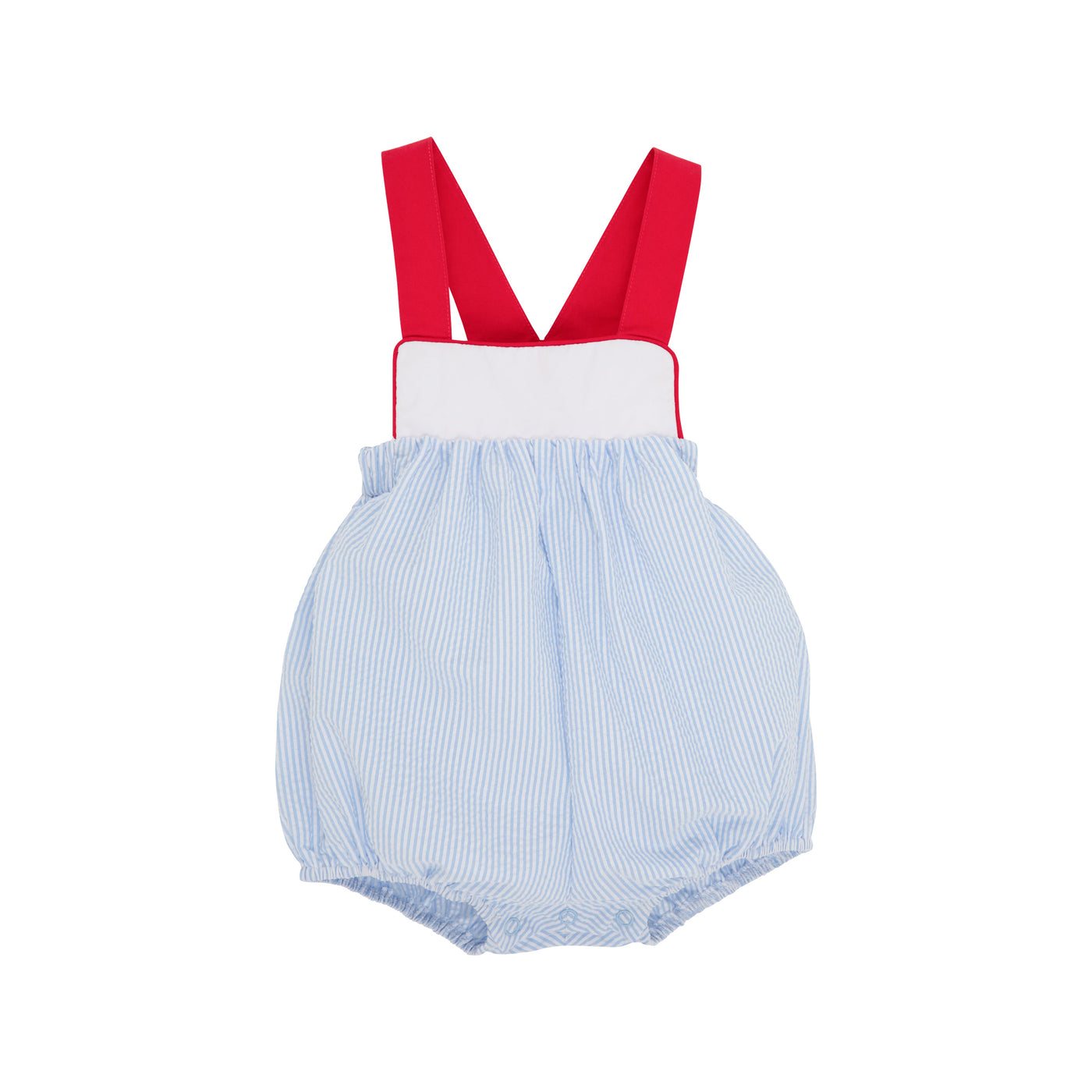 Samprey Sunsuit Seersucker Breakers Blue WAW Rich Red