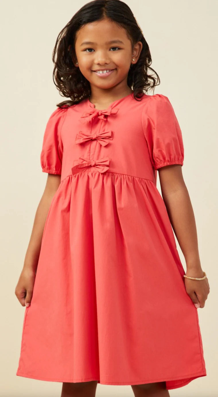 Poplin Ribbon Dress Red
