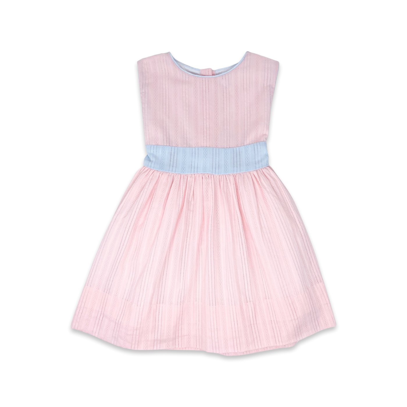 Blissful Band Dress Pink  and Blue Linen
