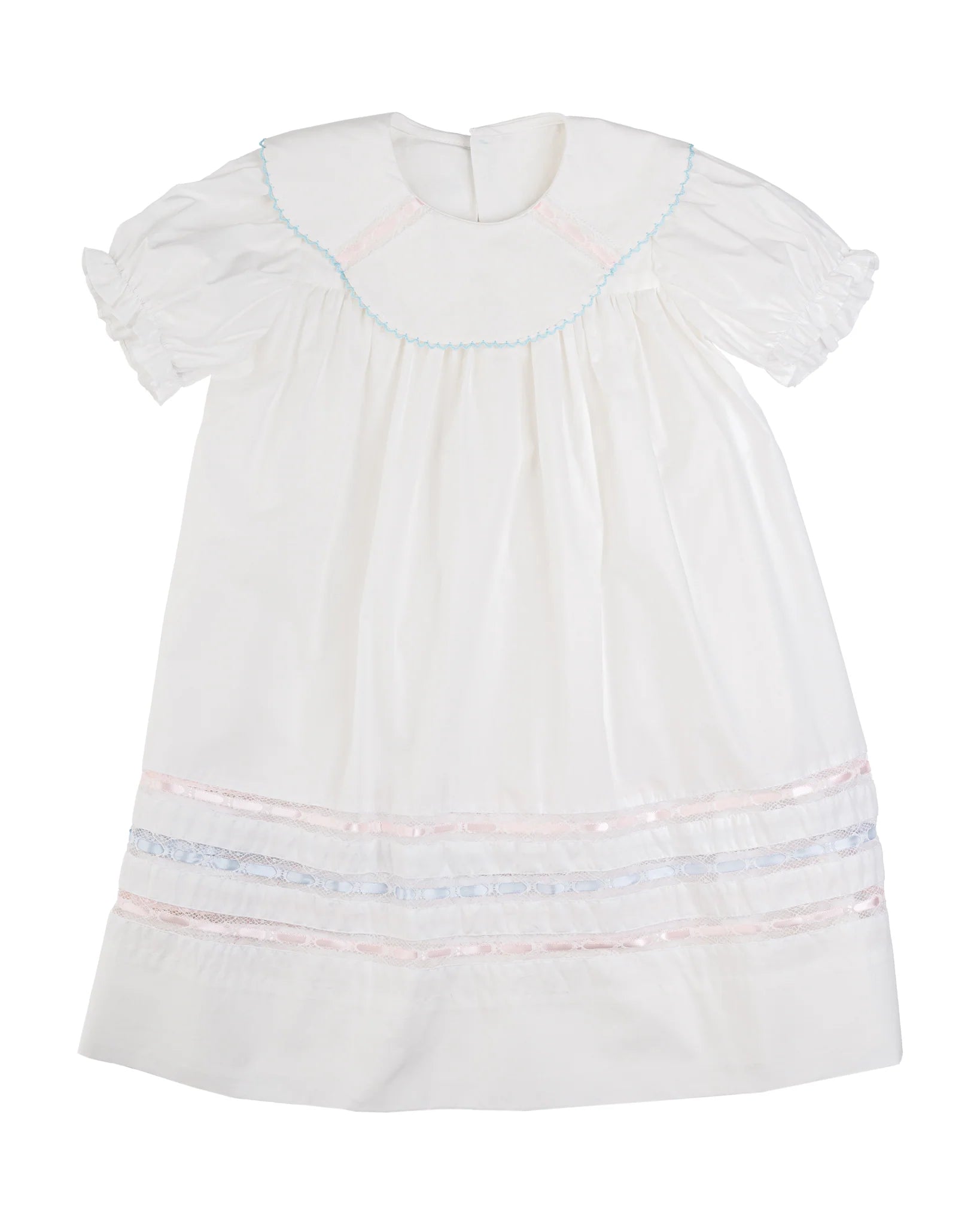 Donahue Dress - Blessings White Batiste Blue/Pink Ribbon – The ...