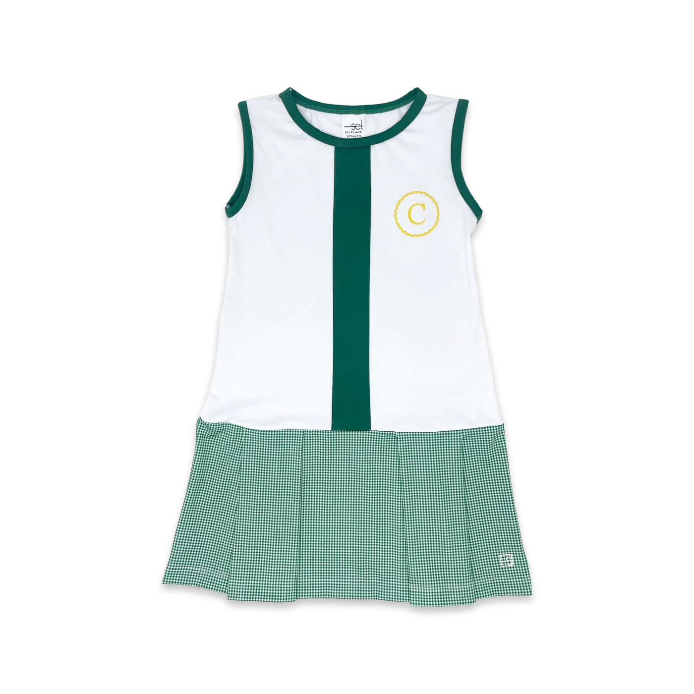 Renea Dress - White/Augusta Green Minigingham