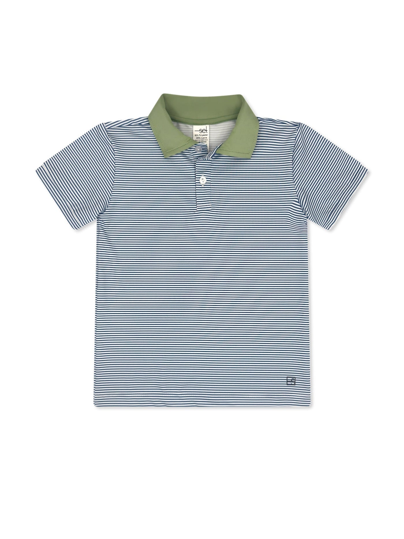 Parker Polo Baton Rouge Blue Mini Stripe Pistachio Green