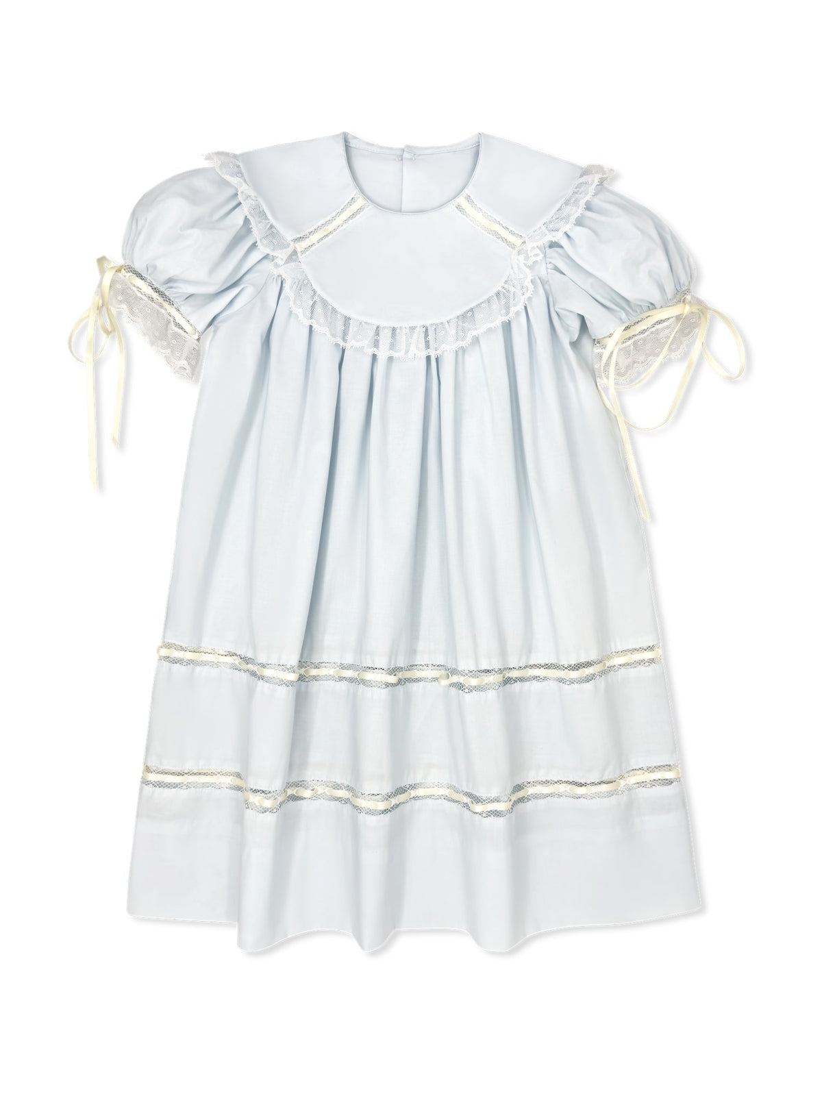 Donahue Dress Blessings Blue Ecru Lace