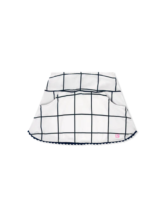 Teagan Tennis Skort Pure Coconut, Nantucket Navy Willington Windowpane