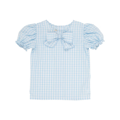 Beatrice Bow Blouse SS Buckhead Blue Gingham