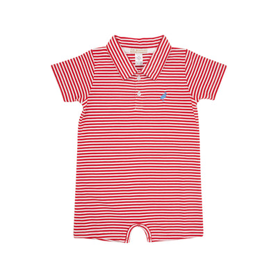 Sir Proper's Romper Rich Red Stripe Barb Blue