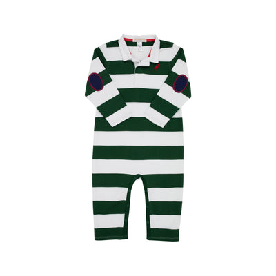 Sir Proper's Rugby Romper Grier Green Rugby Stripe RR Stork