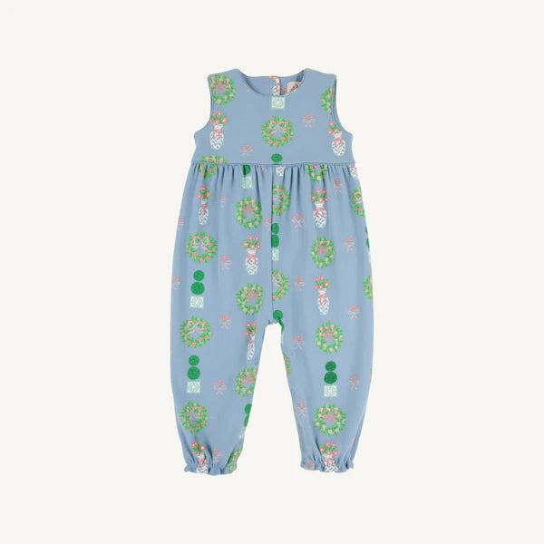 Sleeveless Rebecca Romper Pima Topiaries & Tangerines (Barrington Blue)
