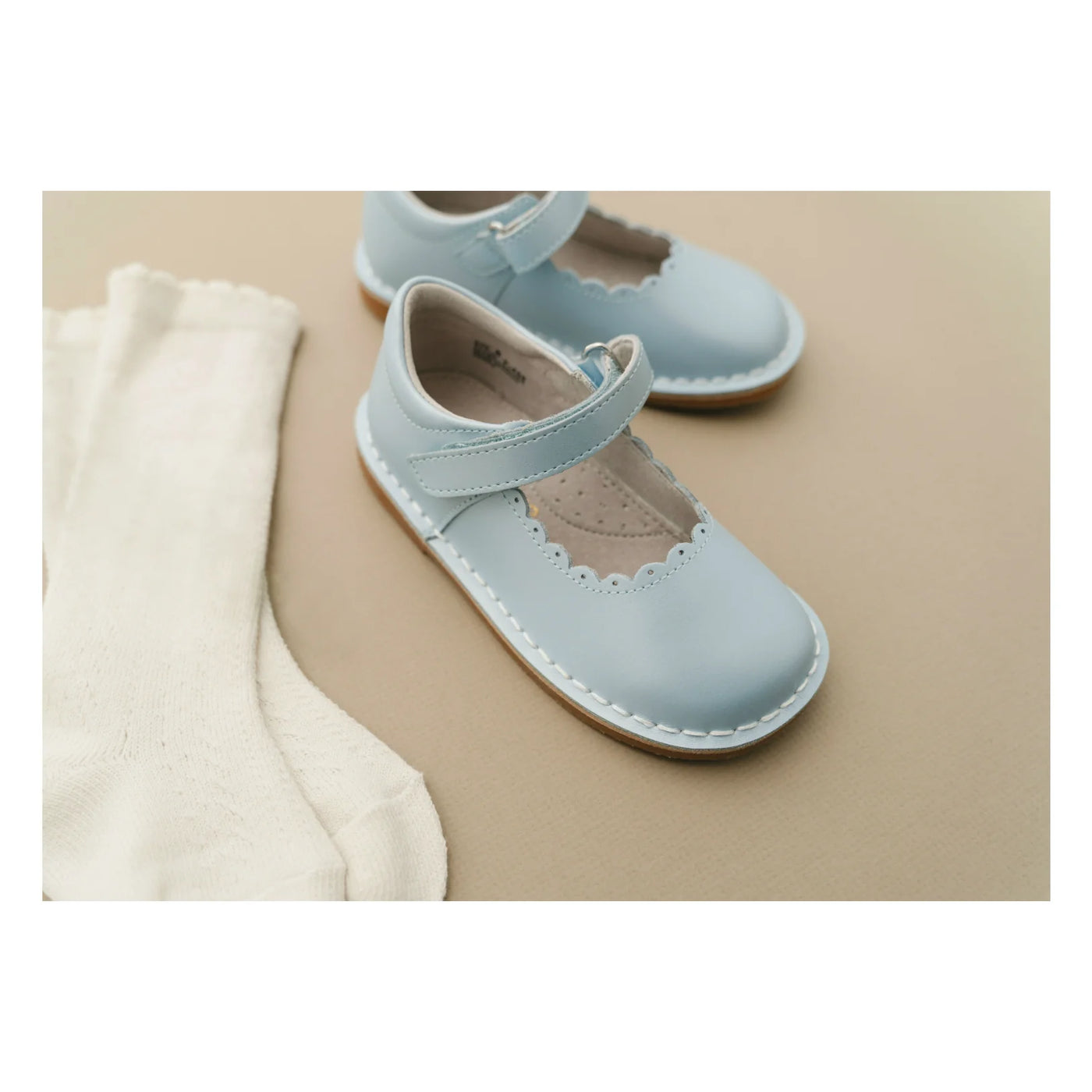 Caitlin Scalloped Mary Jane Pearl Blue