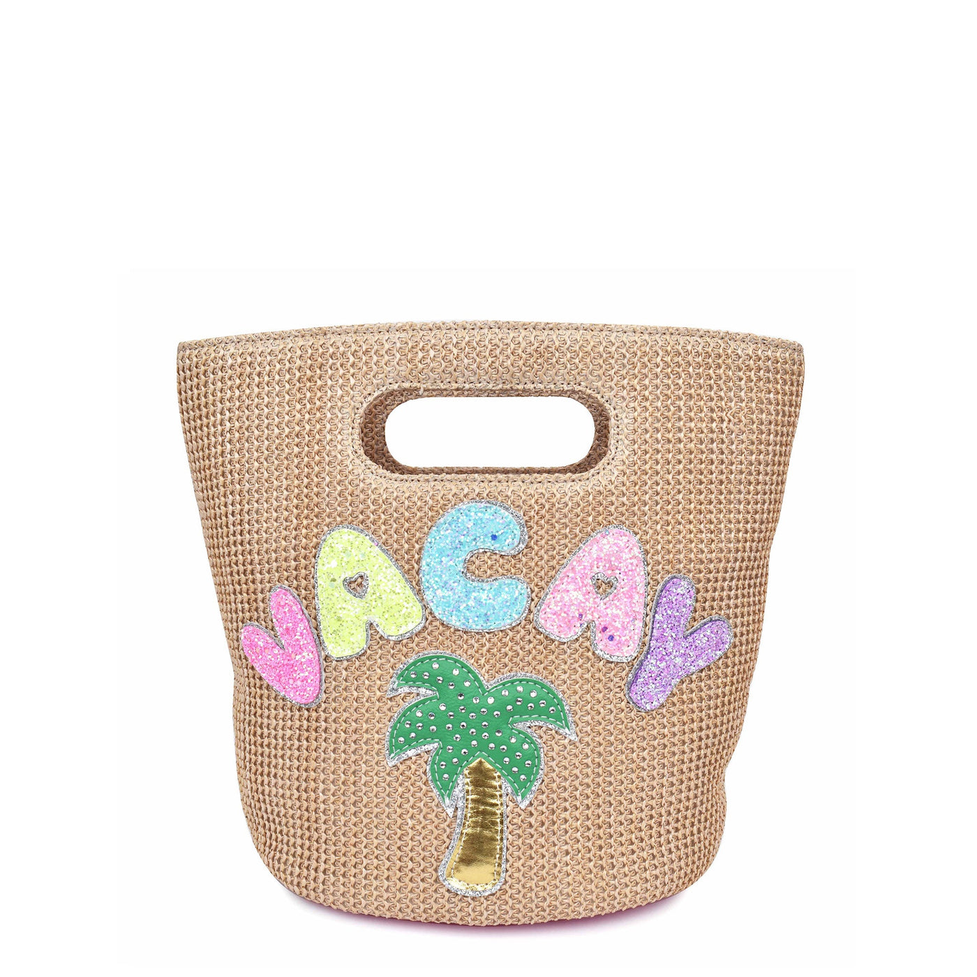 'Vacay' Straw Mini Top Handle Tote Bag