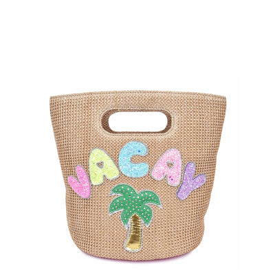 'Vacay' Straw Mini Top Handle Tote Bag