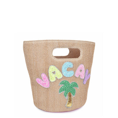 'Vacay' Straw Mini Top Handle Tote Bag
