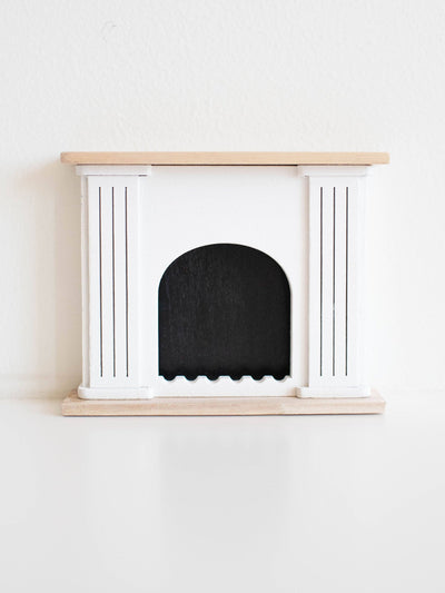 Dollhouse Valencia Arched Fireplace | Natural Wood + White