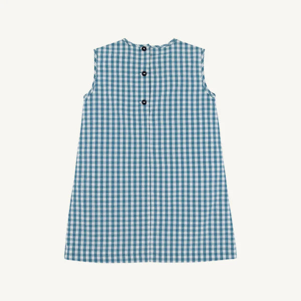 Annie Apron Dress Highland Horses, Barnsley Blue Gingham